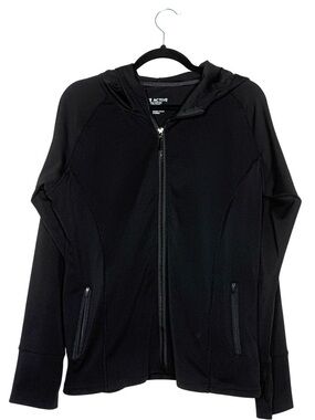 Dyce Active Black Full Zip Athletic Hoodie Jacket Thumbhole Sleeves‎ Women's L